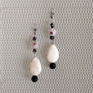 "Alma" - Κρεμαστά σκουλαρίκια με τυρκουάζ, μιλεφιόρι και όνυχα - ημιπολύτιμες πέτρες, όνυχας, κρεμαστά, γάντζος - 4