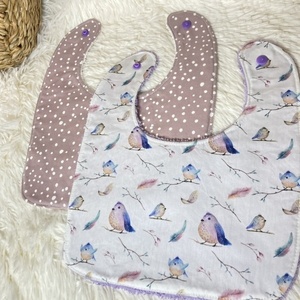 Σαλιάρες σετ των 2 "lilac birds'' - κορίτσι, δώρο, δώρα για μωρά, αξεσουάρ μωρού, σαλιάρες - 3
