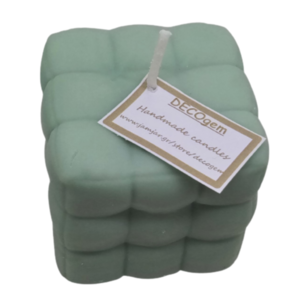 Χειροποίητο κερί σόγιας κύβος pillow πράσινο με άρωμα παπαρούνα (160 gr ) - δώρο, αρωματικά κεριά, soy candle, soy wax, soy candles - 3