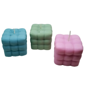Χειροποίητο κερί σόγιας κύβος pillow πράσινο με άρωμα παπαρούνα (160 gr ) - δώρο, αρωματικά κεριά, soy candle, soy wax, soy candles - 4
