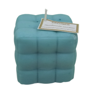 Χειροποίητο κερί σόγιας κύβος pillow γαλάζιο με άρωμα πασχαλιά (160 gr ) - δώρο, αρωματικά κεριά, soy candle, soy wax, soy candles - 2