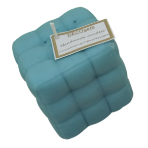 Χειροποίητο κερί σόγιας κύβος pillow γαλάζιο με άρωμα πασχαλιά (160 gr ) - δώρο, αρωματικά κεριά, soy candle, soy wax, soy candles - 3
