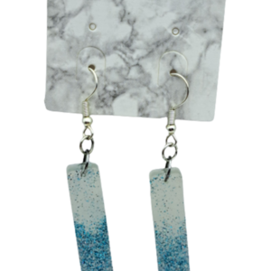 Σκουλαρίκια σε μπλε κ διαφανείς χρώμα απο υγρο γυαλι 3,5cm χ 1cm - γυαλί, καθημερινό, μικρά, κρεμαστά, δώρα για γυναίκες