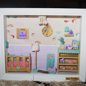 Καδράκια γέννησης για νεογέννητο "Ουράνιο Τόξο" Διαστάσεις 20*25 cm. - πίνακες & κάδρα, κορίτσι, αγόρι, παιδικά κάδρα - 2