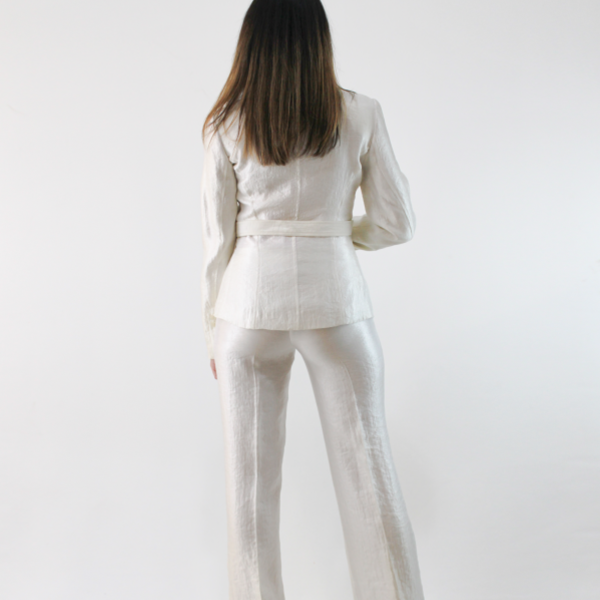 Λευκό αμπιγέ κοστούμι - σατέν - 3