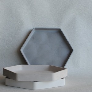 Εξάγωνος Διακοσμητικός Δίσκος από τσιμέντο Γκρί 27cm | Concrete Decor - δίσκος, τσιμέντο, πιατάκια & δίσκοι - 3