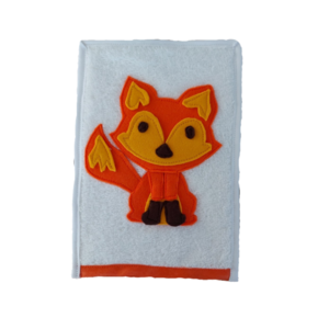Σφουγγάρι παιδικό πετσετέ τύπου γάντι σχέδιο αλεπού διάστασης 18x26εκ - χειροποίητα