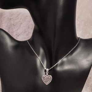 Μενταγιόν με ατσάλινη αλυσίδα και επάργυρο στοιχείο καρδιά, μήκος 45εκ - charms, μαμά, κοσμήματα - 5