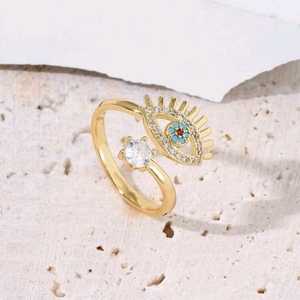 Επίχρυσο Δαχτυλίδι με Ζιρκον Eye - ημιπολύτιμες πέτρες, επιχρυσωμένα, boho, σταθερά, για γάμο - 2