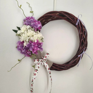 Χειροποίητο Ανοιξιάτικο στεφάνι με ορτανσιες 30cm - στεφάνια, χειροποίητα, ανοιξιάτικα λουλούδια - 4