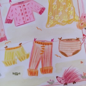 Παιδικός πίνακας σε ψηφιακή επιχρωματισμένη εκτύπωση, "Ροζ Μπουγάδα Νο1". Διαστάσεις 30Χ30εκ. - πίνακες & κάδρα, κορίτσι, παιδικά κάδρα - 3
