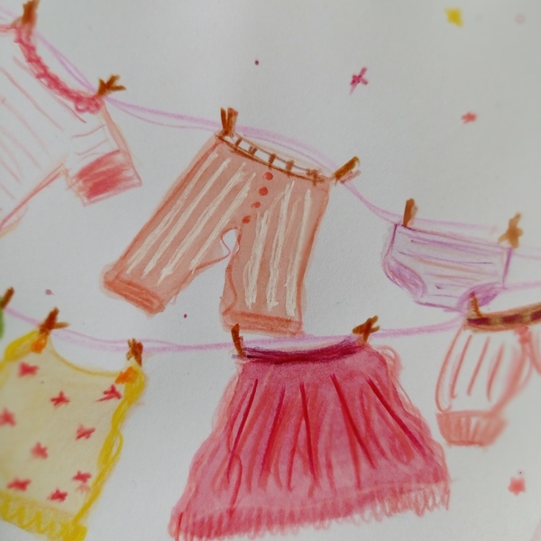 Παιδικός πίνακας σε ψηφιακή επιχρωματισμένη εκτύπωση, "Ροζ Μπουγάδα Νο2". Διαστάσεις 30Χ30εκ. - ζωγραφισμένα στο χέρι, πίνακες & κάδρα, κορίτσι, για μωρά, παιδικά κάδρα - 3
