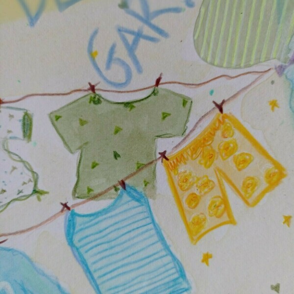 Παιδικός πίνακας σε ψηφιακή επιχρωματισμένη εκτύπωση, "Αγορίστικη Μπουγάδα Νο1". Διαστάσεις 30Χ30εκ. - πίνακες & κάδρα, αγόρι, πάρτυ γενεθλίων, παιδικά κάδρα - 3