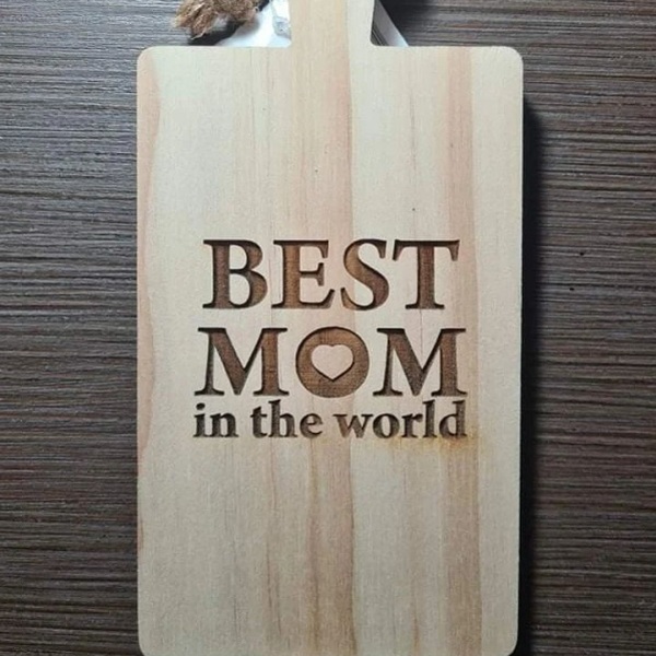 Ξύλο κοπής "Best mom in the world" - διακοσμητικά - 3
