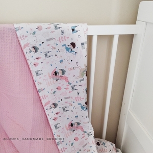 Κουβέρτα βρεφική πικέ δώρο για νεογέννητο κορίτσι ροζ 105*75 εκατοστά - κορίτσι, Black Friday, κουβέρτες - 2