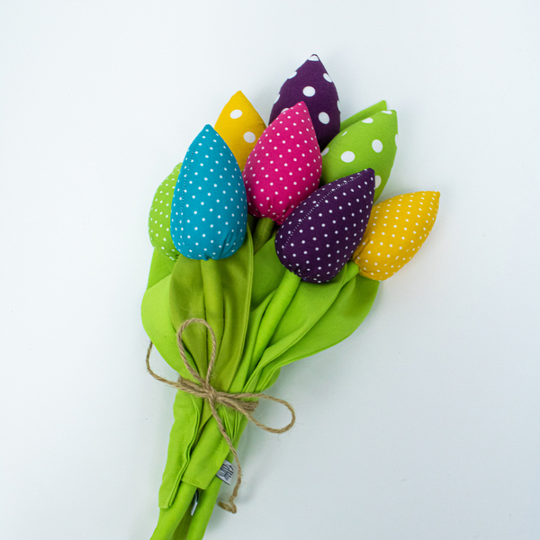 Διακοσμητικό Υφασμάτινο Λουλούδι “Tulip bouquet”. - ύφασμα, δώρο, λουλούδια, διακοσμητικά - 2