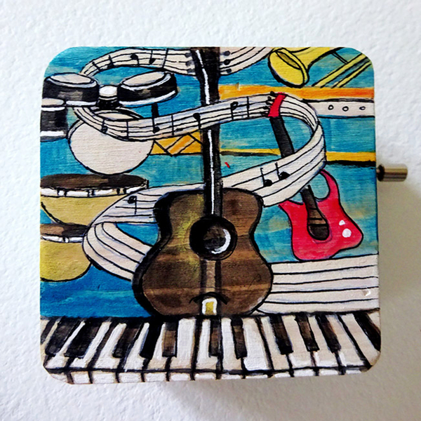 Μουσικό κουτί με μελωδία, ζωγραφισμένο στο χέρι. - ξύλο, διακοσμητικά