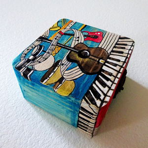Μουσικό κουτί με μελωδία, ζωγραφισμένο στο χέρι. - ξύλο, διακοσμητικά - 3