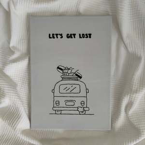 Κεντημένος καμβάς "Let's get lost" - μέγεθος 25x35 - κεντητά, πίνακες & κάδρα, καμβάς, πίνακες ζωγραφικής