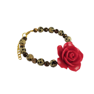 "Jungle Rose" - Βραχιόλι με ημιπολύτιμες πέτρες - ημιπολύτιμες πέτρες, λουλούδι, χεριού, αυξομειούμενα