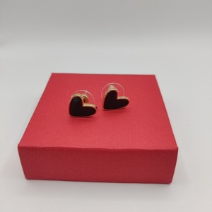 Καρφωτά σκουλαρίκια μαύρη καρδιά - καρφωτά, μικρά, ατσάλι - 5