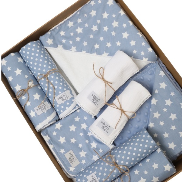 Newborn Box - Σετ νεογέννητου 10 τεμαχίων - "Little Stars " - αγόρι, δώρα για βάπτιση, βρεφικά, προίκα μωρού, σετ δώρου