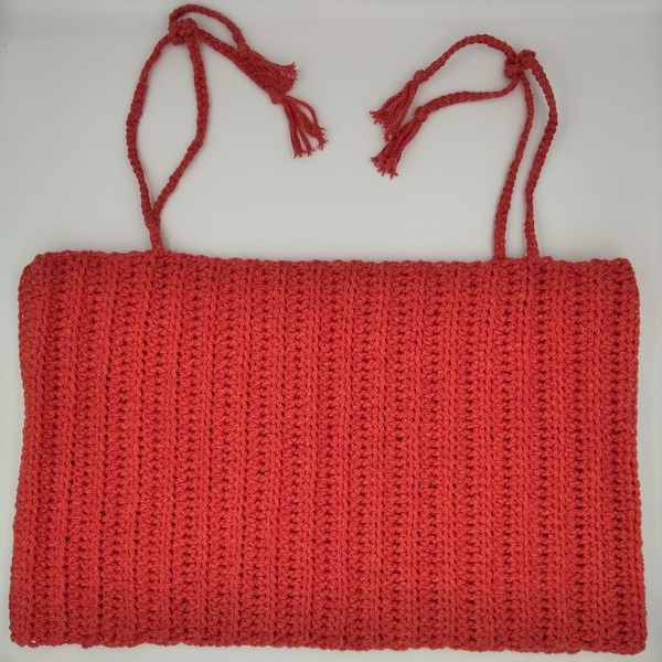 Crop top πλεκτό χειροποίητο βαμβακερό κοραλλί - βαμβάκι, crochet, crop top - 3