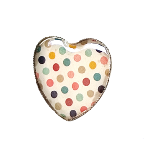 Δαχτυλίδι καρδιά πολύχρωμα πουά με υγρό γυαλί - ορείχαλκος, καρδιά, μεγάλα, επιροδιωμένα, αυξομειούμενα