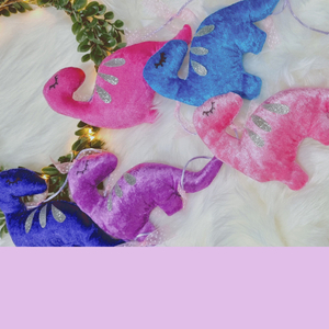 Γιρλάντα με βελουτέ δεινοσαυράκια,2 μέτρα, αποχρώσεις ροζ - κορίτσι, επιτοίχιο, δώρο, γιρλάντες, ζωάκια - 4
