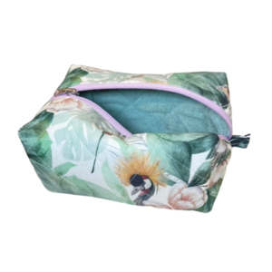 Νεσεσέρ 2 όψεων/ Pouch Bag XL ''εξωτικά πουλιά" (23x14x10) - ύφασμα, δώρα για γυναίκες, καλλυντικών, ταξιδίου