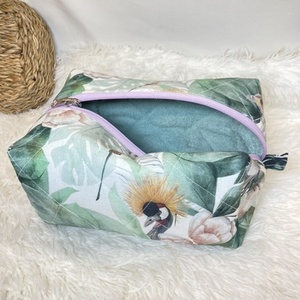 Νεσεσέρ 2 όψεων/ Pouch Bag XL ''εξωτικά πουλιά" (23x14x10) - ύφασμα, δώρα για γυναίκες, καλλυντικών, ταξιδίου - 2