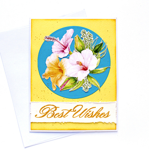 Ευχετήρια κάρτα με λουλούδια Best Wishes - γάμος, γενέθλια, επέτειος, γενική χρήση
