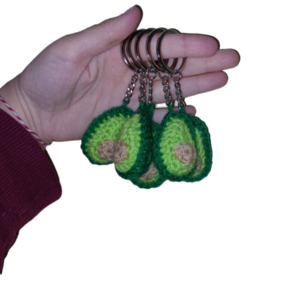 Πλεκτό μπρελόκ πράσινο αβοκάντο - avocado keychain - πολυεστέρας, μεταλλικό, βαμβακερό νήμα, πλεκτά μπρελόκ - 2
