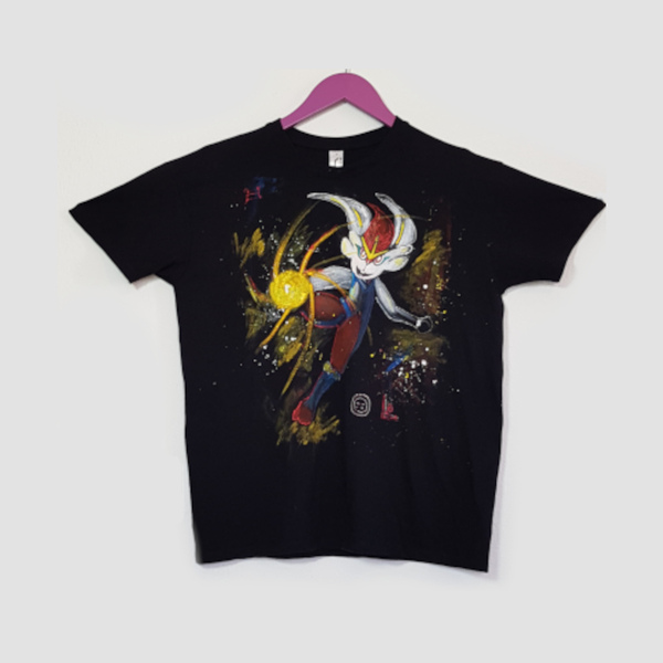 Ανδρικό t-shirt, ζωγραφισμένο στο χέρι, μαύρο, μέγεθος (Μ) - Pokemon Fan - 100% βαμβάκι. - ζωγραφισμένα στο χέρι, ανδρικά - 4