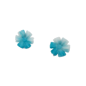 Σκουλαρίκια boho από υγρό γυαλί καρφωτά 'λουλούδι' - γαλάζιο/λευκό - γυαλί, απαραίτητα καλοκαιρινά αξεσουάρ, καρφωτά, boho