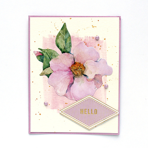 Ευχετήρια κάρτα Hello με ροζ λουλούδι - birthday, γιορτή, γενική χρήση