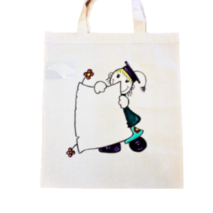 Τσάντα βαμβακερή 42*37 ζωγραφισμένη στο χέρι μαθήτρια δώρο για δασκάλα - ύφασμα, ώμου, μεγάλες, tote, πάνινες τσάντες