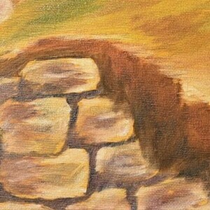 ΠΙΝΑΚΑΣ ΛΑΔΙ ΣΕ ΚΑΜΒΑ ΤΟΠΙΟ ΧΩΡΙΟ 50Χ40ΕΚ - πίνακες & κάδρα, πίνακες ζωγραφικής - 2