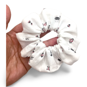 Υφασμάτινο λαστιχάκι scrunchie boho-ethnic symbols - ύφασμα, boho, για τα μαλλιά, λαστιχάκια μαλλιών - 5