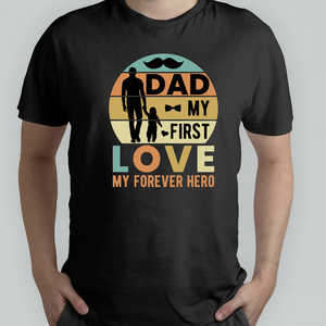Ανδρικό T-shirt "Μπαμπάς, πρώτος ήρωας-πρώτη αγάπη" - δώρα για τον μπαμπά, γιορτή του πατέρα