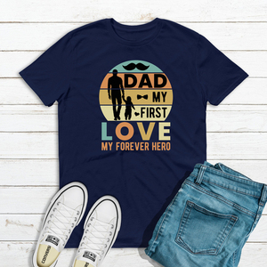 Ανδρικό T-shirt "Μπαμπάς, πρώτος ήρωας-πρώτη αγάπη" - δώρα για τον μπαμπά, γιορτή του πατέρα - 2