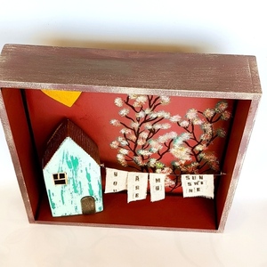 Καδρακι (shadow box) επιτραπέζιο vintage μοναδικό - ξύλο, σπίτι, διακοσμητικά - 4