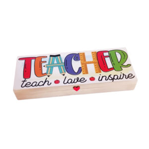 Ξύλινη κασετίνα δώρο για δασκάλους 22×8,5×3εκ. σε φυσικό χρώμα - κασετίνες, δώρα για δασκάλες, για δασκάλους