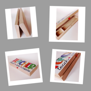 Ξύλινη κασετίνα δώρο για δασκάλους 22×8,5×3εκ. σε φυσικό χρώμα - κασετίνες, δώρα για δασκάλες, για δασκάλους - 2