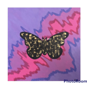 Ακρυλικό Πεταλούδα σε μοβ φόντο40X40 cm - πίνακες & κάδρα, πίνακες ζωγραφικής