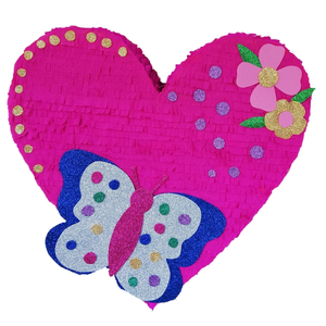 Πινιάτα σε σχήμα καρδιάς με θέμα την πεταλούδα - καρδιά, πεταλούδα, πινιάτες, baby shower