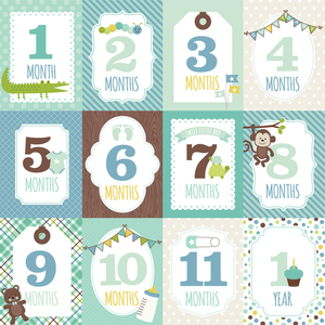 Αναμνηστικές κάρτες ανάπτυξης- milestone cards - για τον πρώτο χρόνο του μωρού για αγοράκι ( 13 χ 18 εκ.) - αγόρι, δώρο, αναμνηστικά
