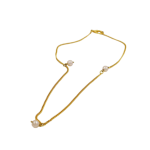 Επιχρυσωμένη αλυσίδα με λευκές πέρλες, χειροποίητο κολιέ, 35εκ. - αλυσίδες, μαργαριτάρι, επιχρυσωμένα, χρυσό, πέρλες