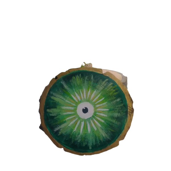 Abstract evileye in green ξύλο καρυδιάς ζωγραφισμένο με ακρυλικά χρώματα, 12 εκ - evil eye, διακοσμητικά