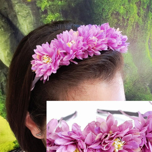 "Purple girl" χειροποίητη στέκα με λουλούδια - αξεσουάρ μαλλιών - 3